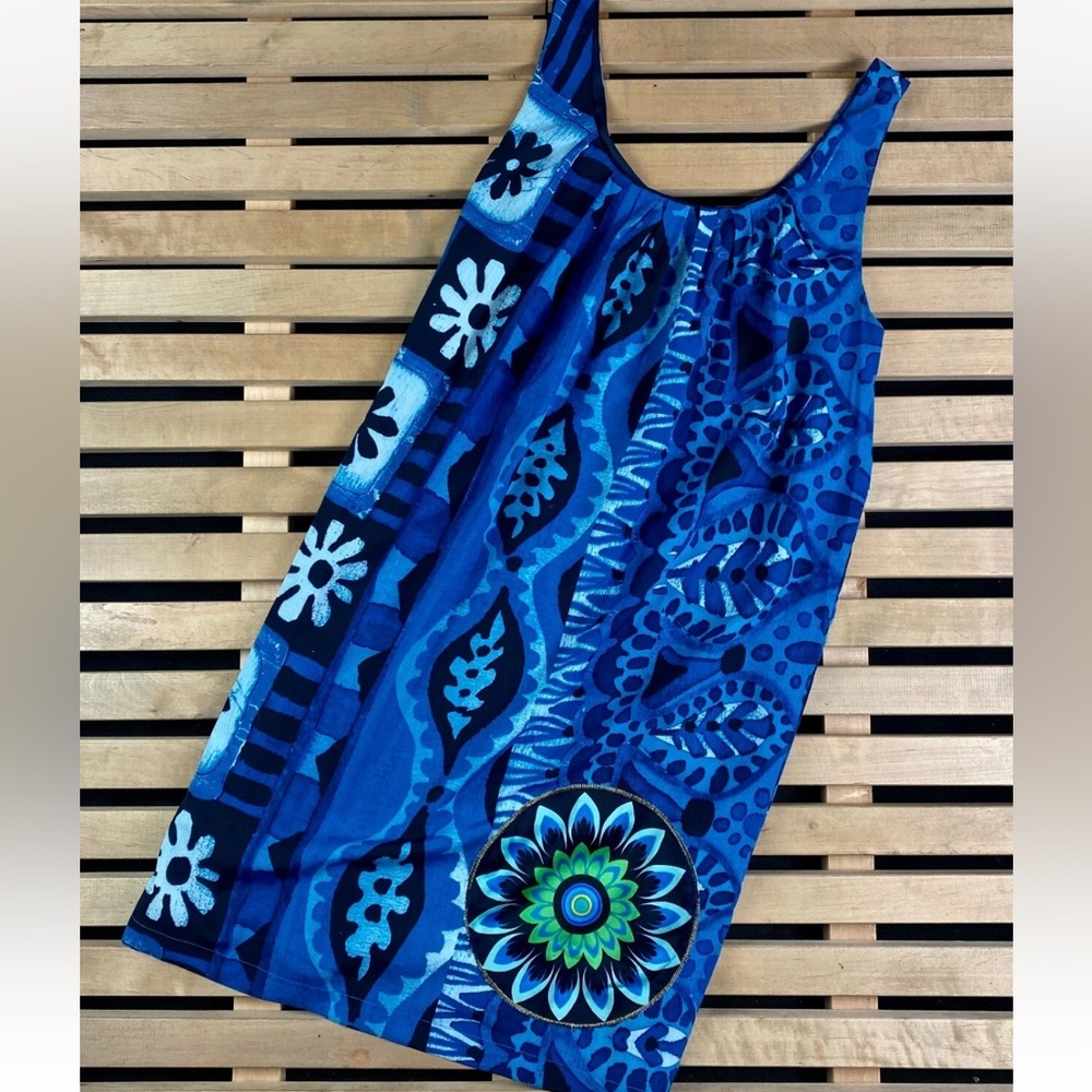 Desigual Blue Vibrant Print Women's Magic Floaty Dress Size 38 Small - Picture 6 of 12